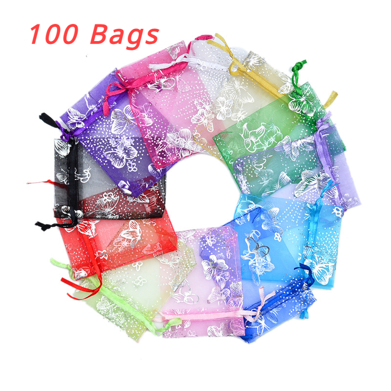 Luxury Bags From China - 100PCS Luxury Butterfly Printed Organza Bags