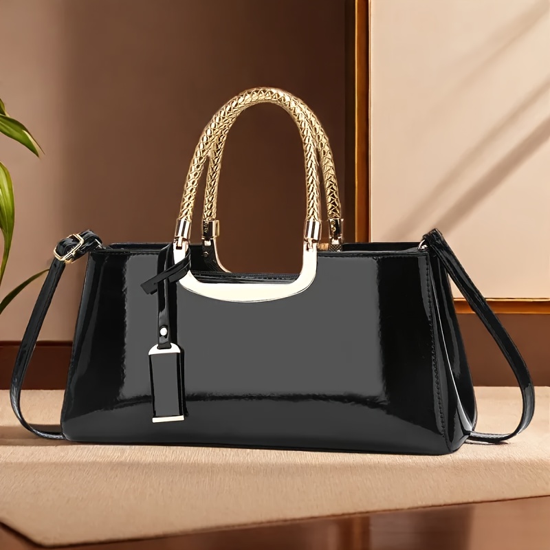 Luxury Bags Dior - Women's Glossy PU Leather Shoulder Handbag