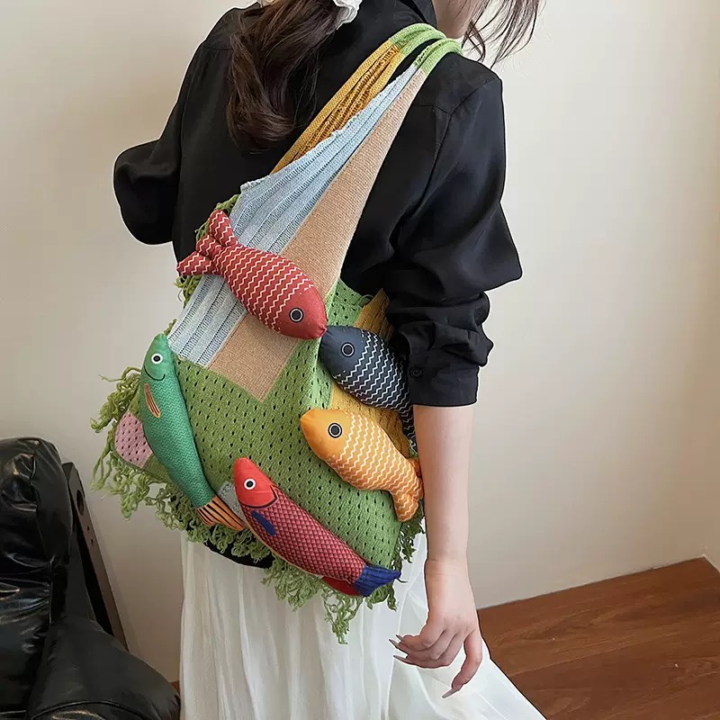 Luxury Japanese Bags Brands - Women's Tote Bags Japanese Cartoon Fish