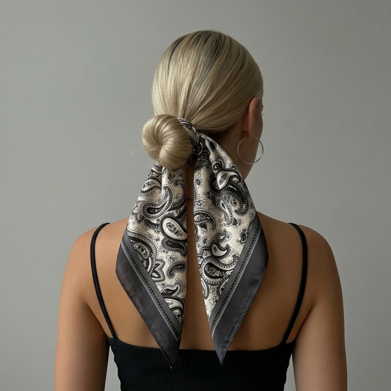 Discount Luxury Bags - Luxury Satin Square Scarf Paisley Print
