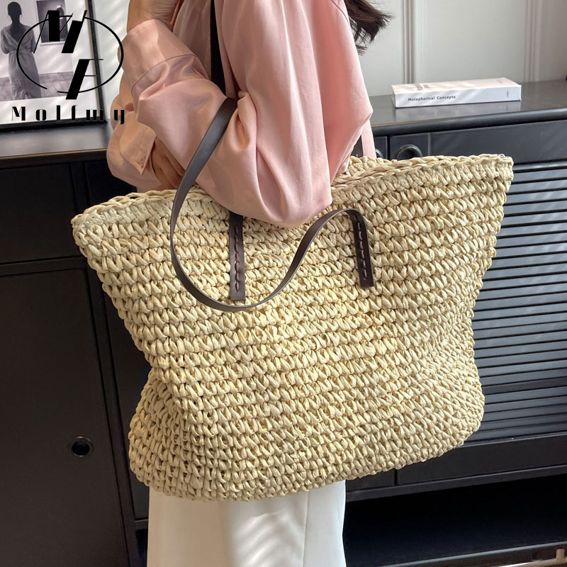 Straw Woven Tote Bags Casual L - Luxury Bags Tote recensie en prijs